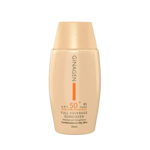 کرم ضد آفتاب رنگی ژیناژن SPF 50 مدل 01 ‌مناسب پوست‌های چرب (50ml)
