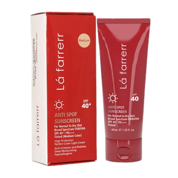 کرم ضد آفتاب SPF40 پوست خشک و معمولی لافارر رنگی و ضد لک 40 میلی لیتر